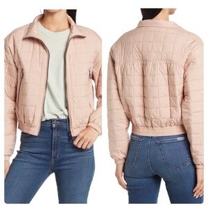 Sam Edelman Packable Quilted Cropped Jacket Dusty Rose Size Large Cold Weather
